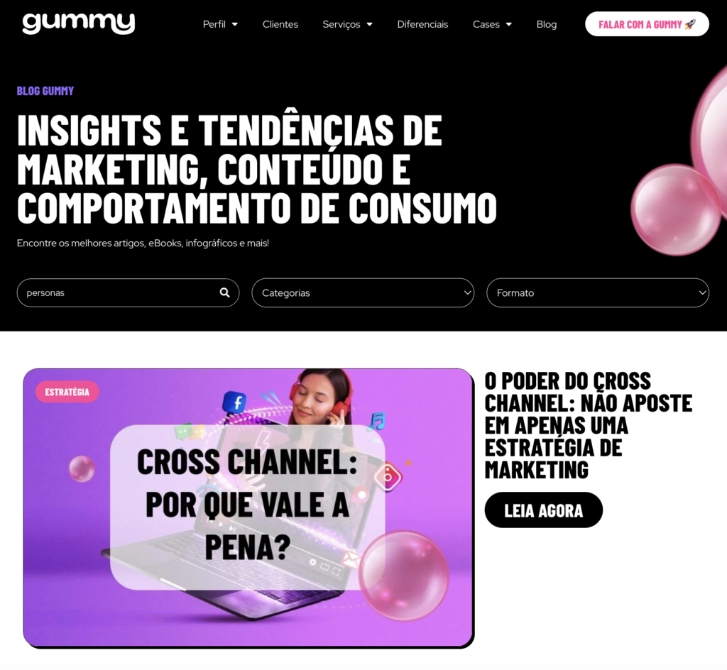 produção de conteúdo: blog da gummy